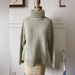 Soft Ribbed Turtleneck Sweater - Sage Green